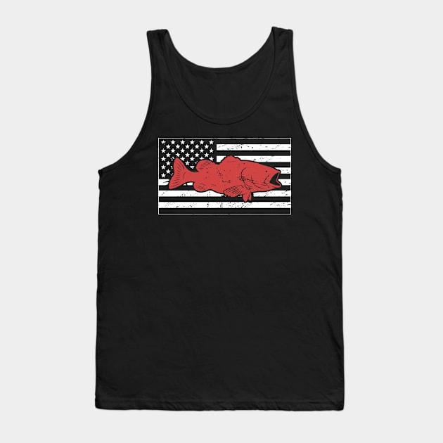 Retro American Flag & Bass Fishing Tank Top by MeatMan